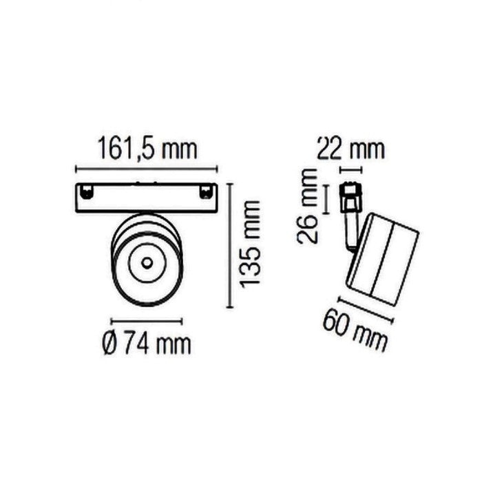 Proiettore a binario magnetico DAVINCI-SHOT-B-10 48V 10W orientabile 330° nero Proiettore a binario magnetico DAVINCI-SHOT-B-10 48V 10W orientabile 330° nero